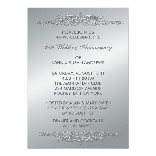 Silver 25th Wedding Anniversary Invitations