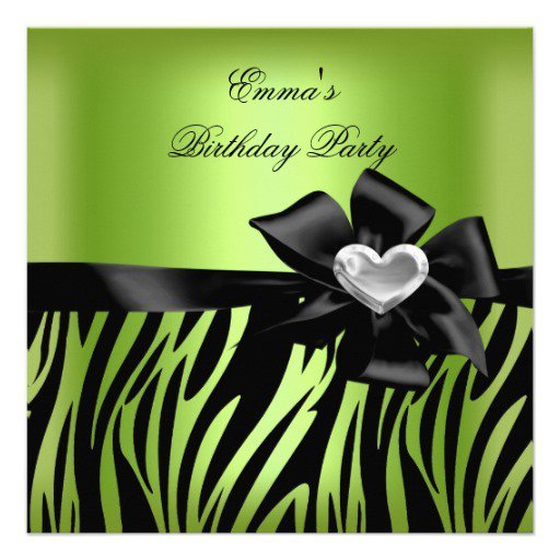 Silver Red Green Birthday Invitations