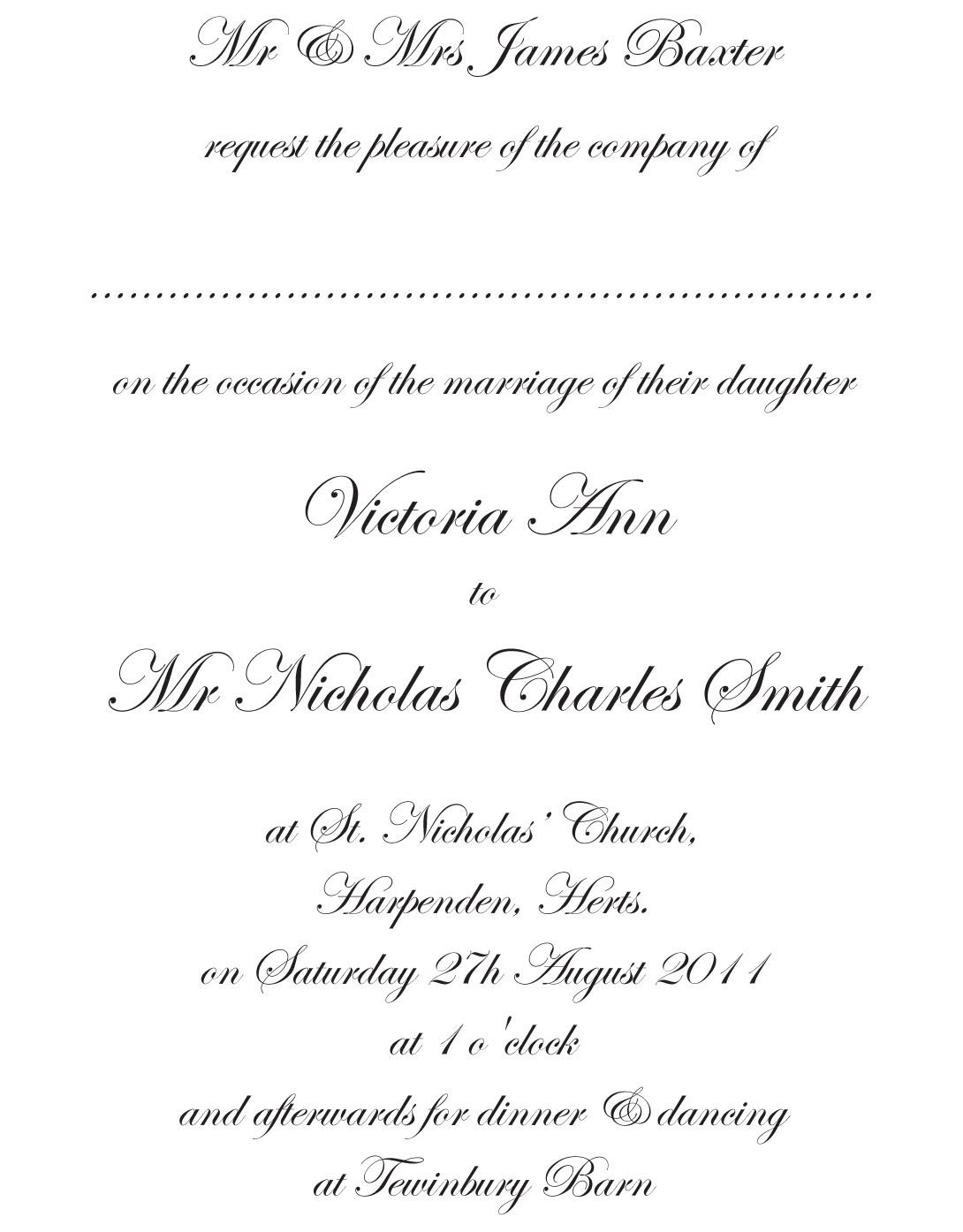 Simple Wedding Invitation Wording