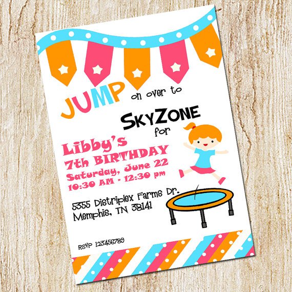 Sky Zone Birthday Party Invitations
