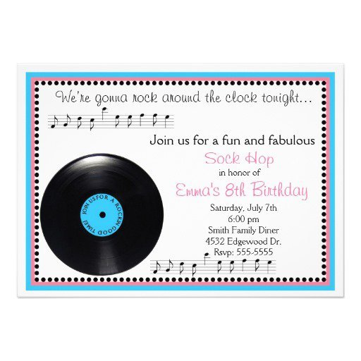 Sock Hop Birthday Party Invitations