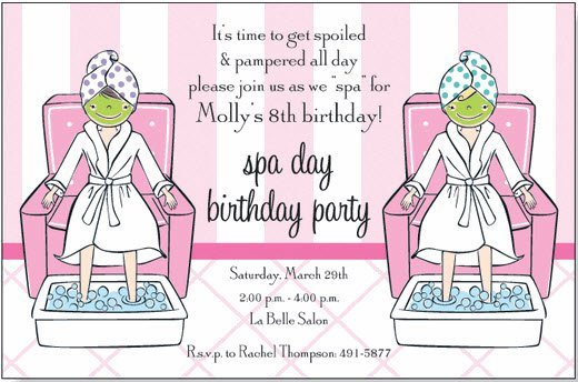 Spa Day Birthday Party Invitations