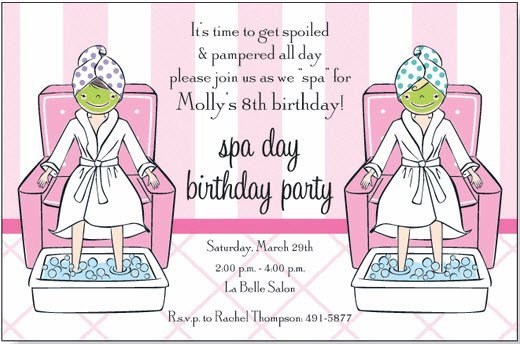 Spa Day Birthday Party Invitations