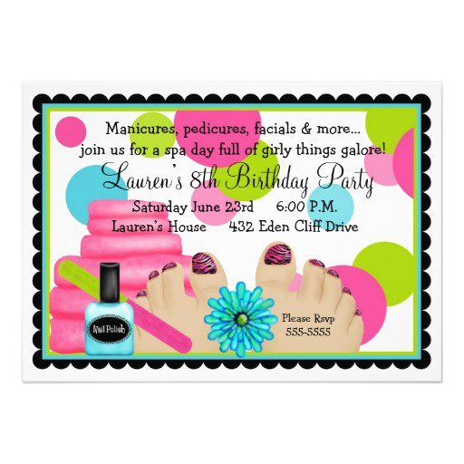 Spa Party Invitations Wording