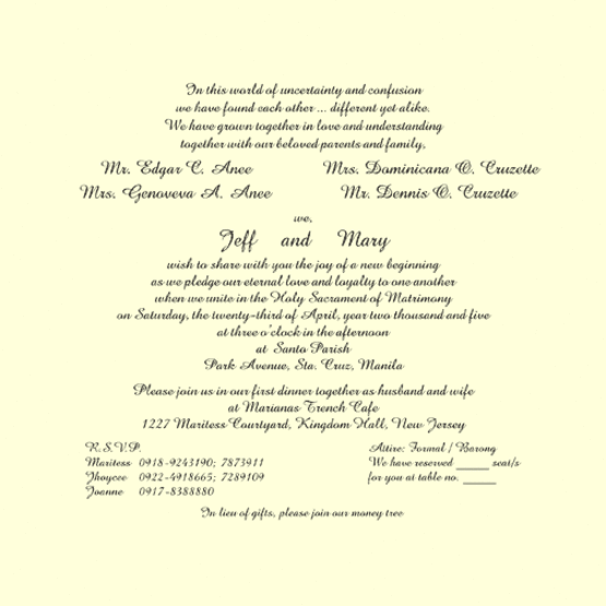Spanish Wedding Invitation Text Samples