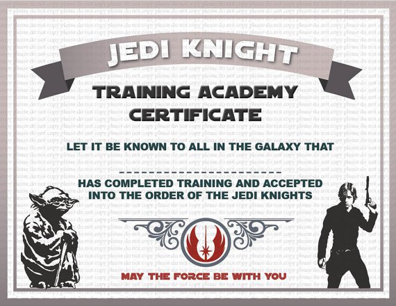 Star Wars Certificate Printable
