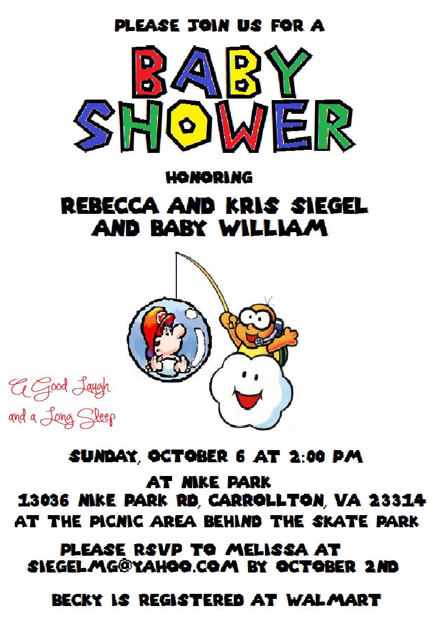 Super Mario Baby Shower Invitations