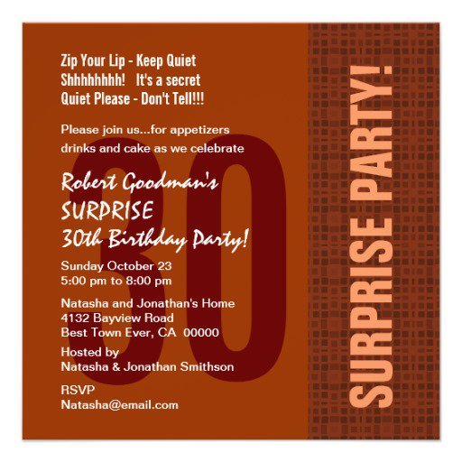 Surprise 30th Birthday Invitations For Him