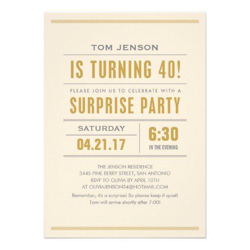 Surprise 40th Birthday Invitations