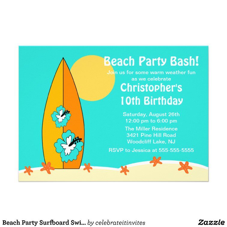 Swimming Birthday Invitations