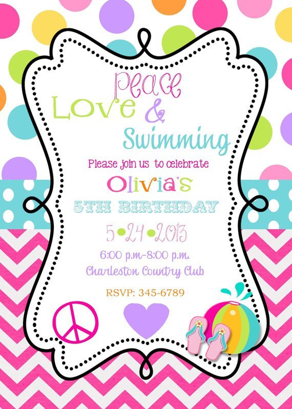 Swimming Birthday Party Invitations Wording