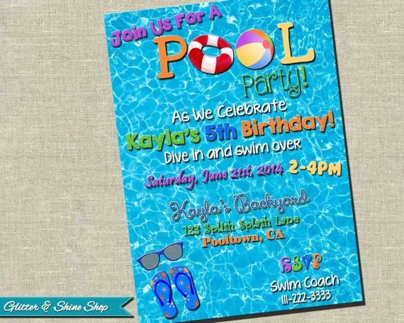 Swimming Party Invitations Printable