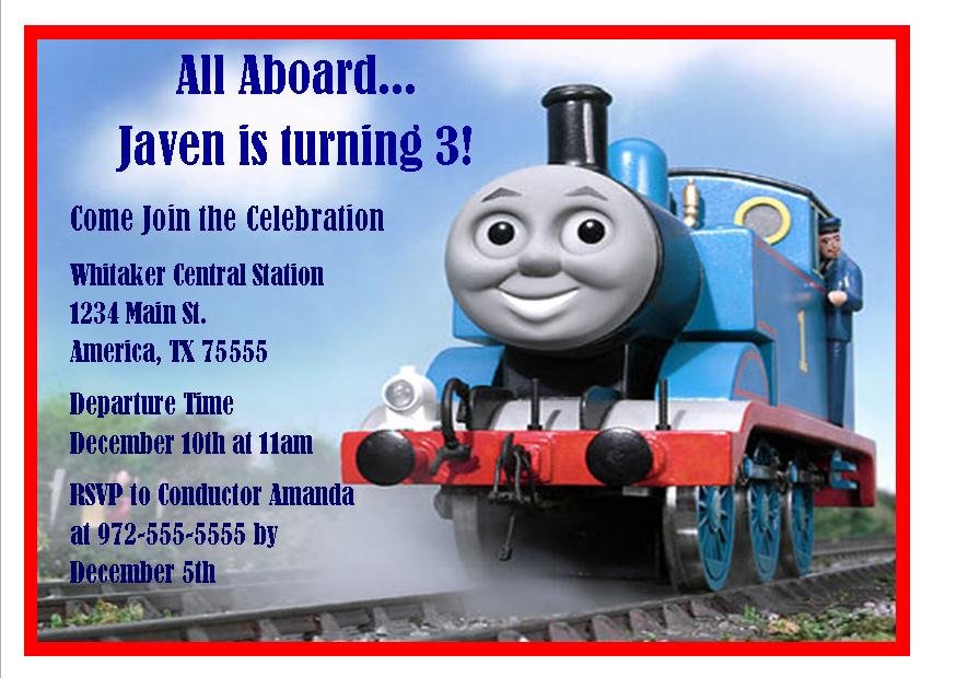 Thomas The Train 3rd Birthday Invitations