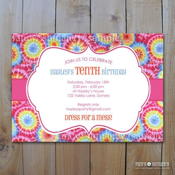 Tie Dye Invitation Blank