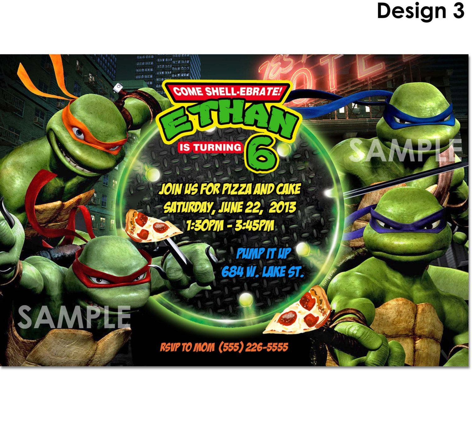 Tmnt Birthday Invitations Etsy