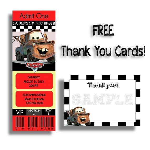 Tow Mater Birthday Invitations