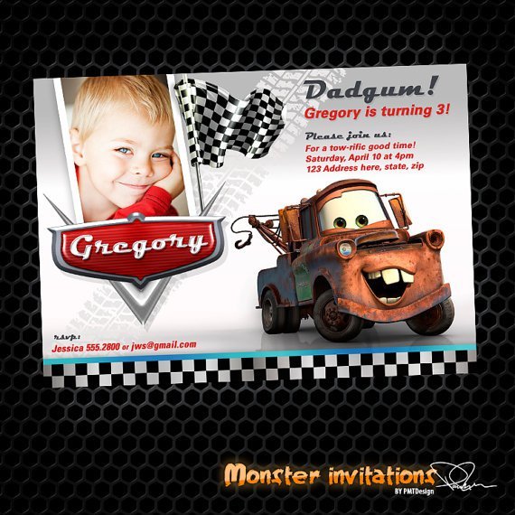 Tow Mater Invitations