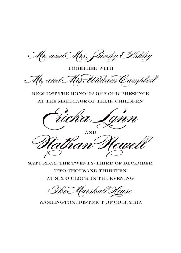 Traditional Wedding Invitation Wording Both Parents