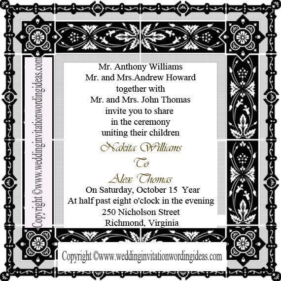 Traditional Wedding Invitation Wording From Bride And Groom