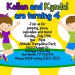 Trampoline Park Birthday Party Invitations