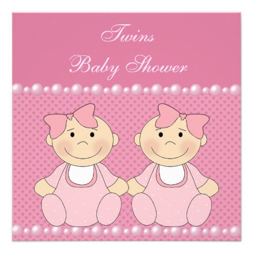 Twin Girls Baby Shower Invitations With Pearls