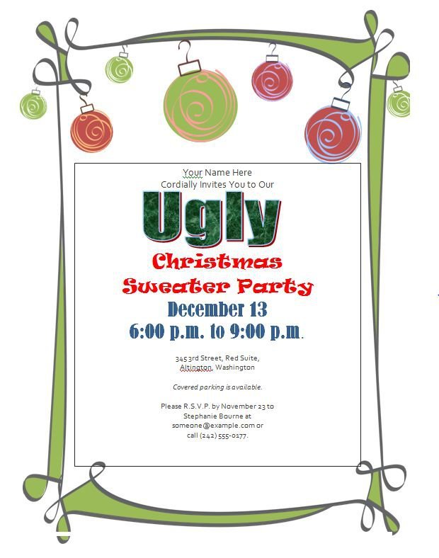 Ugly Sweater Party Invitations Free