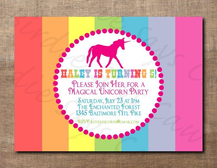 Unicorn Birthday Invitations Printable