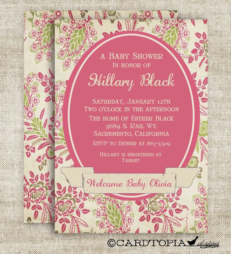 Victorian Themed Baby Shower Invitations