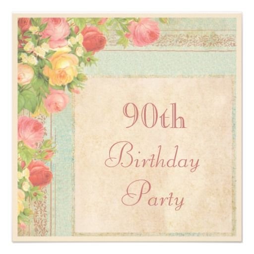 Vintage 90th Birthday Invitations