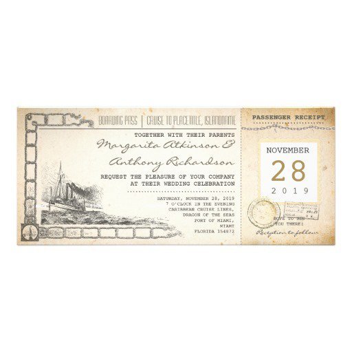 Vintage Boarding Pass Wedding Invitations