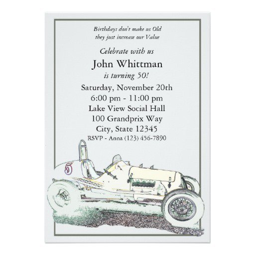 Vintage Car Birthday Invitations 70th