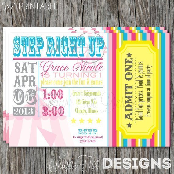 Vintage Carnival Birthday Party Invitation