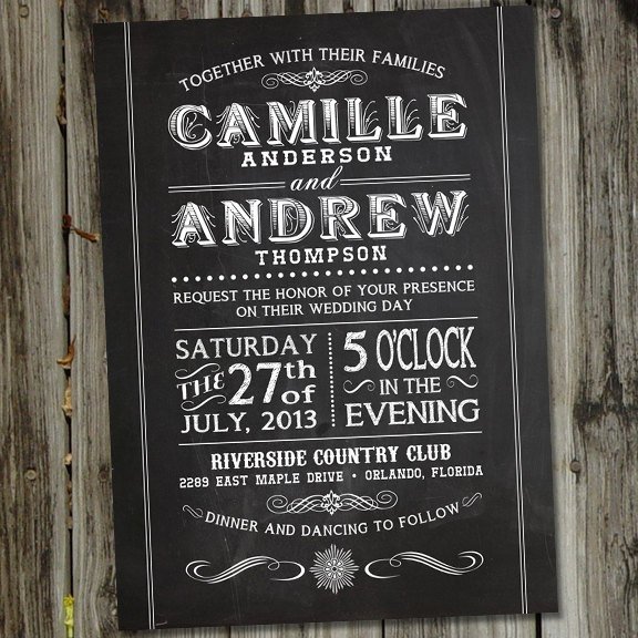 Vintage Chalkboard Wedding Invitations