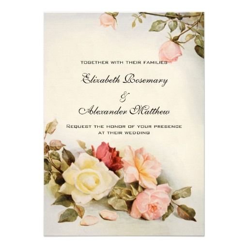 Vintage Flower Wedding Invitations