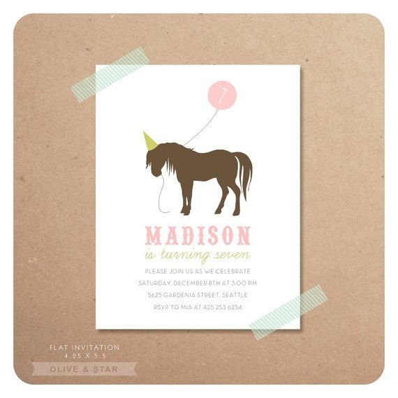Vintage Pony Birthday Party Invitations