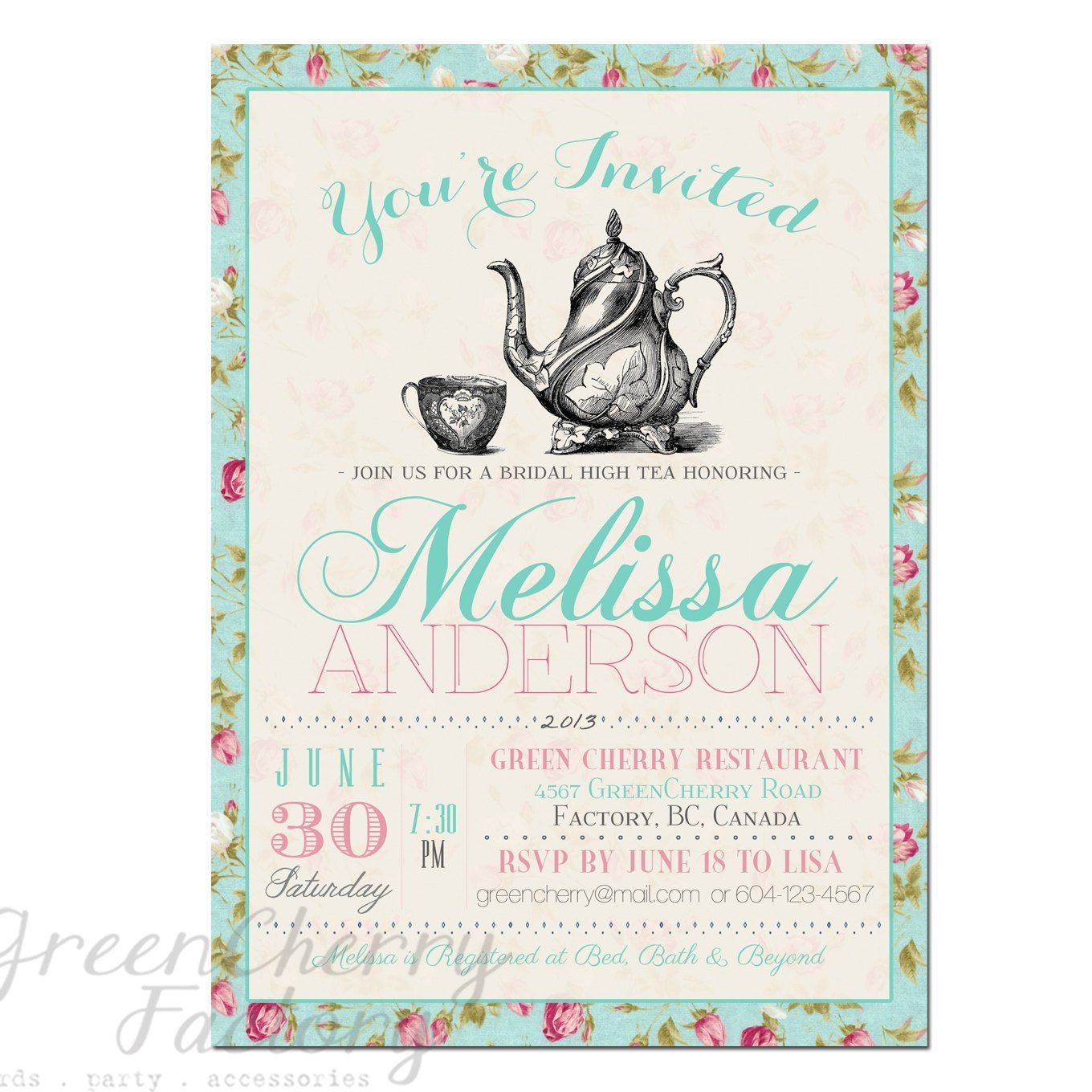 Vintage Tea Party Invitation Templates