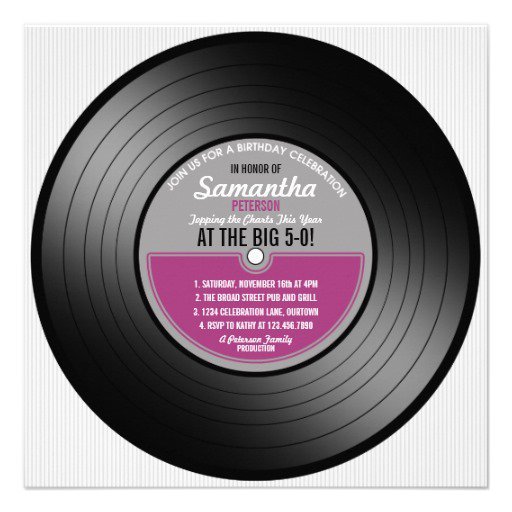 Vinyl Record Birthday Invitations