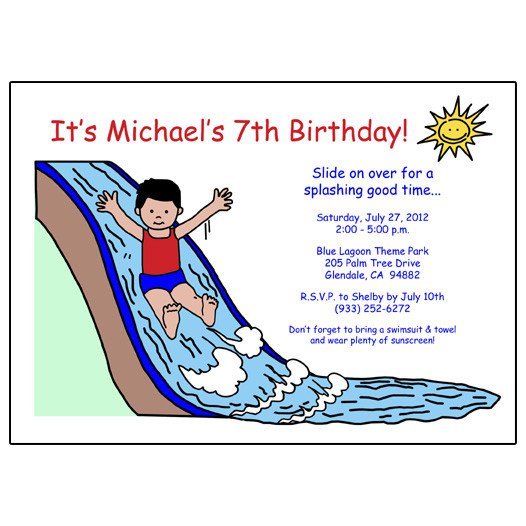 Water Park Party Invitation Wording