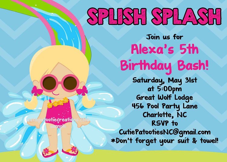 Water Slide Invitations Printable