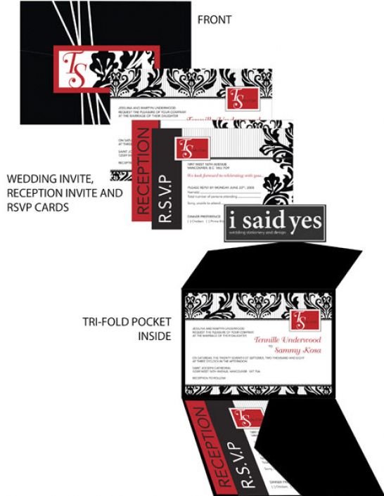 White And Black Bridal Invitations