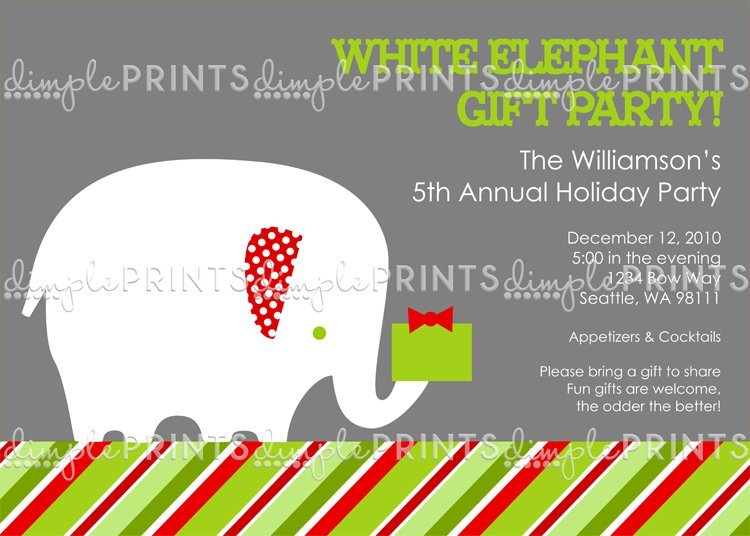 White Elephant Christmas Invitation Wording