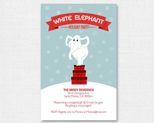 White Elephant Christmas Party Invitations