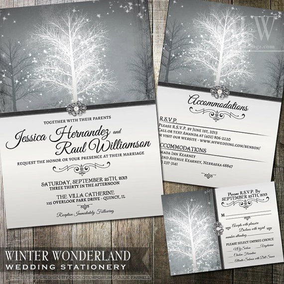 Winter Wedding Invitations Etsy