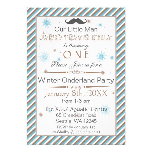 Winter Wonderland 1st Birthday Party Invitations