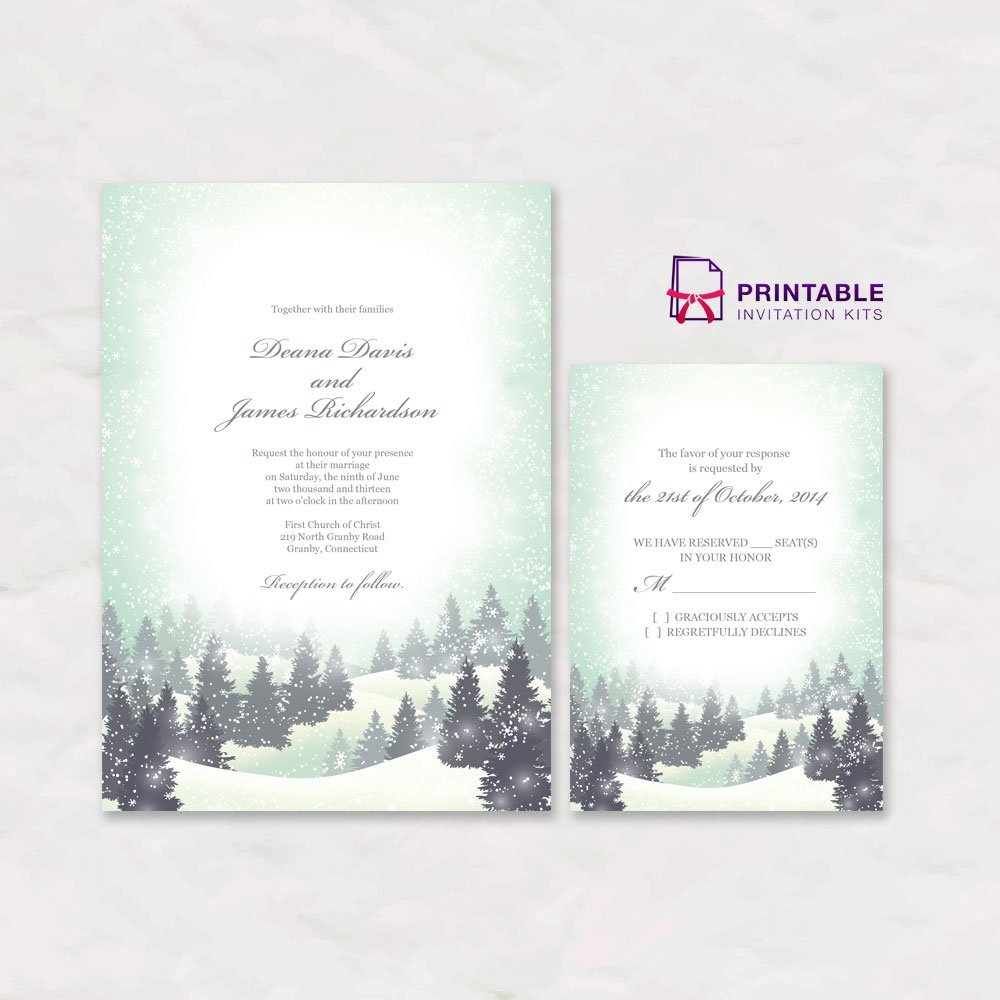 Winter Wonderland Wedding Invitation Templates
