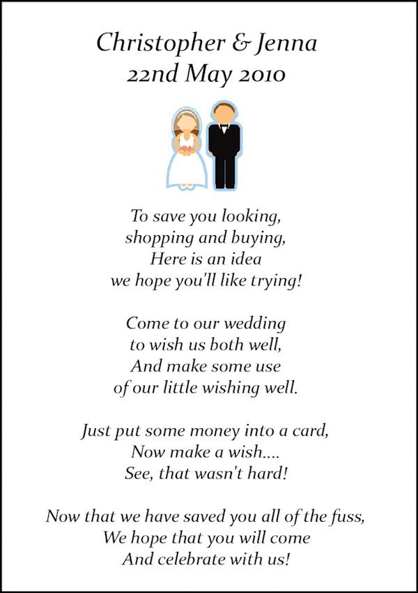 Wishing Well Poems Wedding Invitations