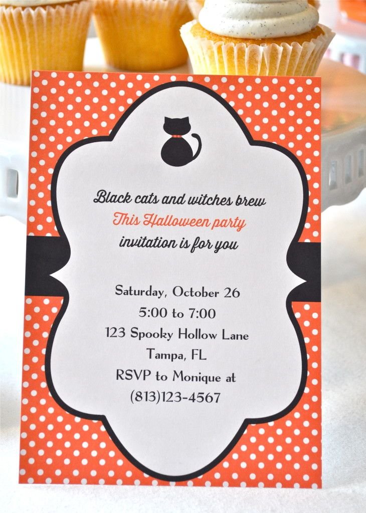 With Cat Printable Halloween Invitations