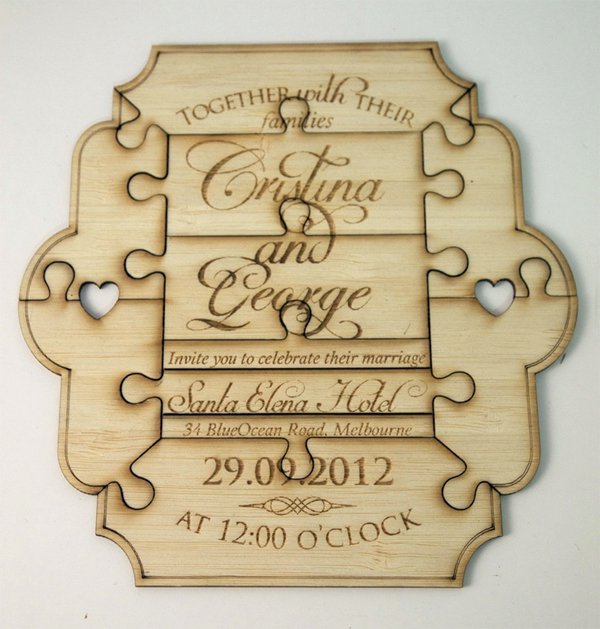 Wooden Wedding Invitations Australia