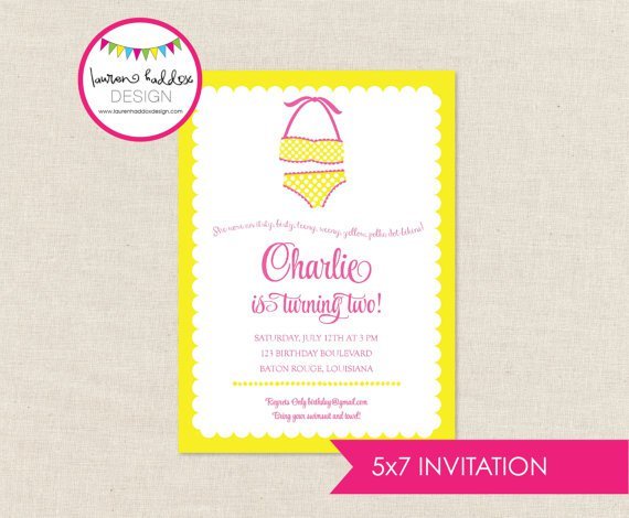 Yellow Polka Dot Bikini Invitations