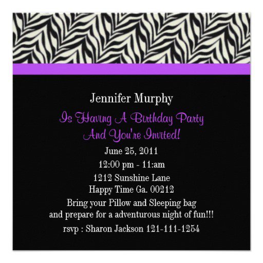 Zebra Print Paper Invitations